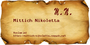 Mittich Nikoletta névjegykártya